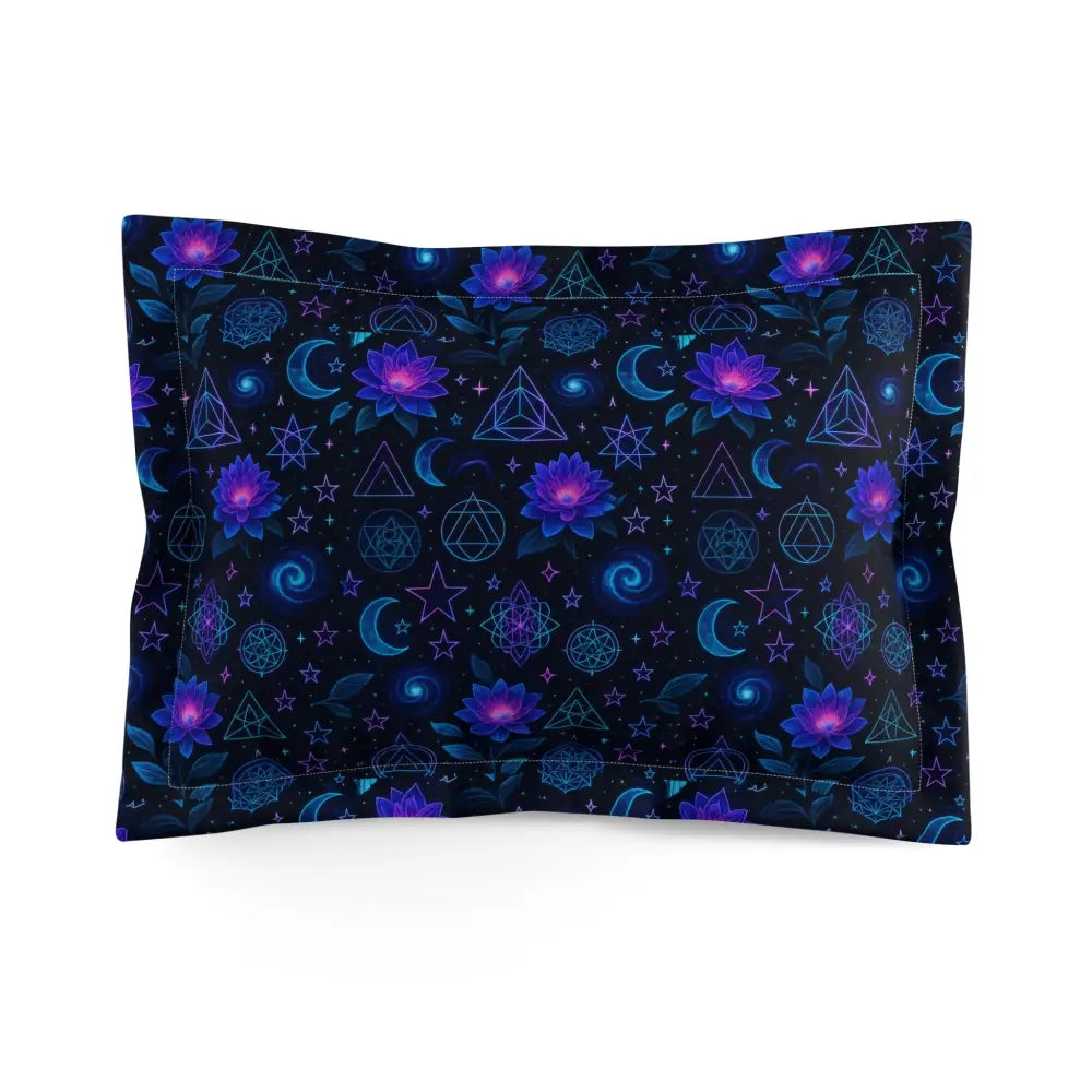 Cosmic Floral Microfiber Pillow Sham - Mystical Home Decor Bedroom Accessories Astrology Gift Boho Chic Celestial