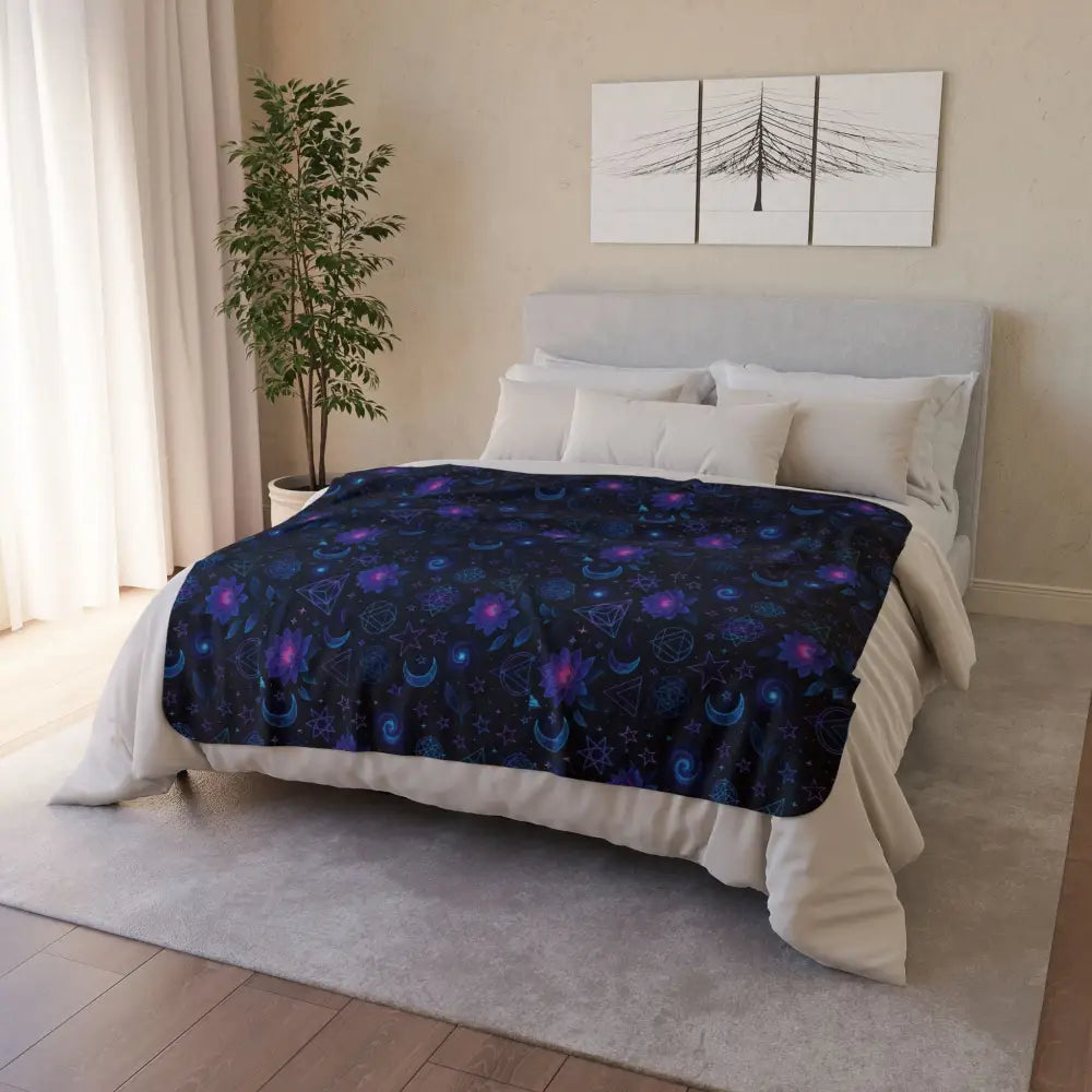 Cosmic Fleece Sherpa Blanket - Cozy Home Decor Warm Throw Blanket Celestial Gift for Stargazers Relaxation and Comfort