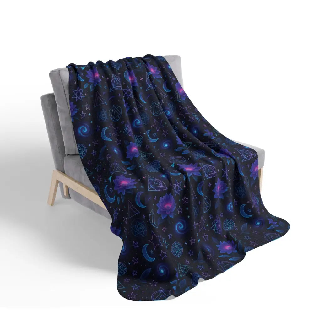 Cosmic Fleece Sherpa Blanket - Cozy Home Decor Warm Throw Blanket Celestial Gift for Stargazers Relaxation and Comfort