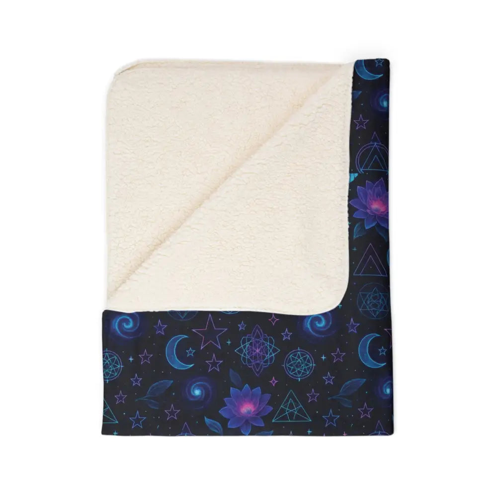 Cosmic Fleece Sherpa Blanket - Cozy Home Decor Warm Throw Blanket Celestial Gift for Stargazers Relaxation and Comfort