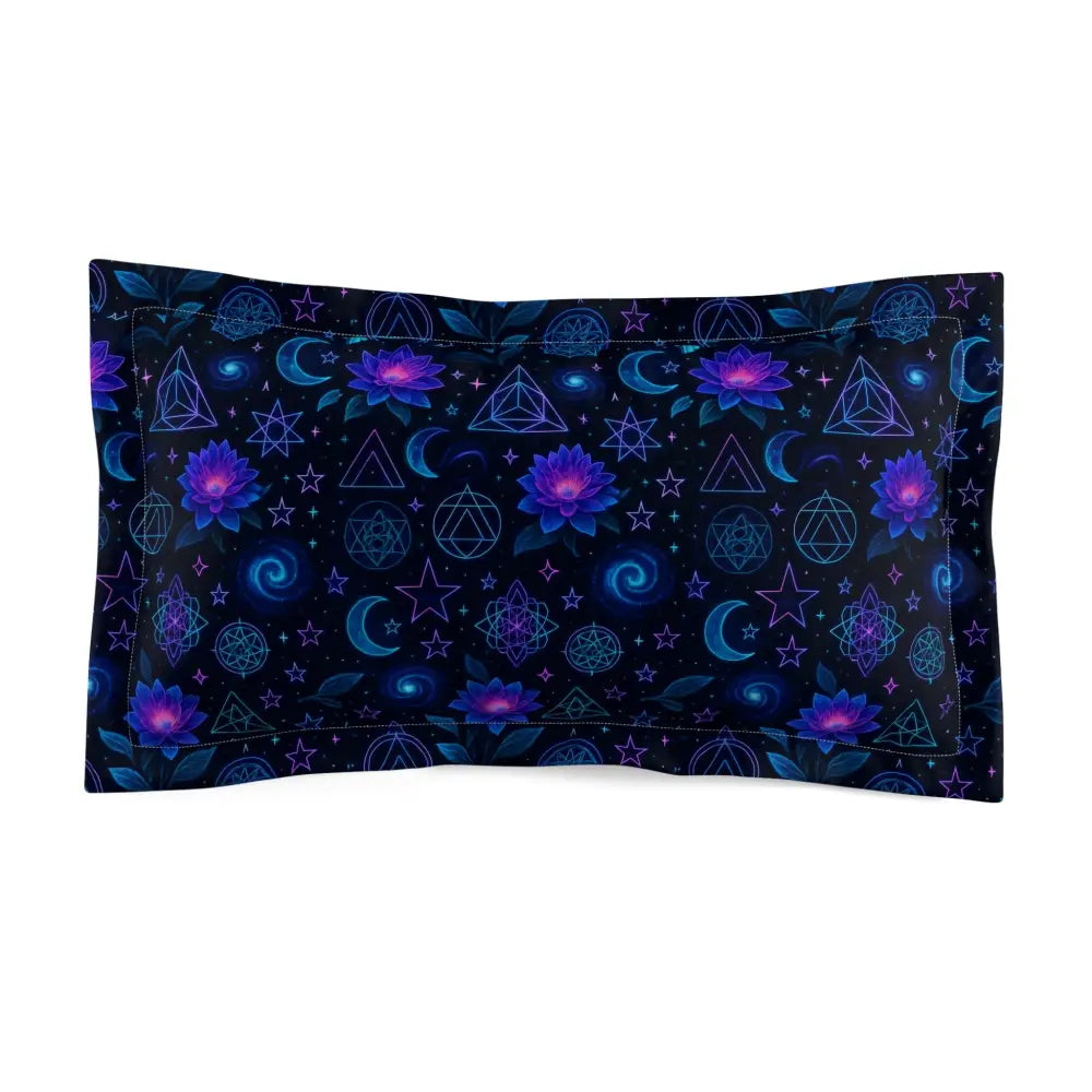 Cosmic Floral Microfiber Pillow Sham - Mystical Home Decor Bedroom Accessories Astrology Gift Boho Chic Celestial