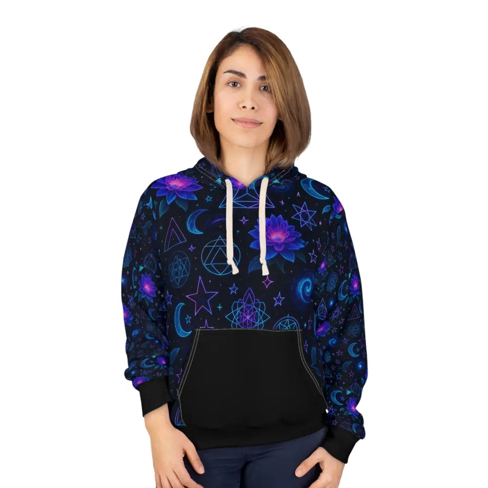 Mystical Floral Hoodie - Dreamy Unisex Pullover for Star Gazers Yoga Lovers and Festival-Goers AOP Design Cozy Gift