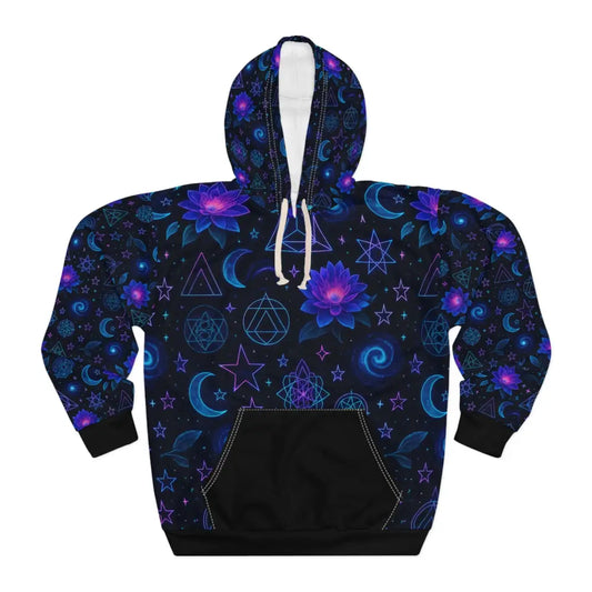 Mystical Floral Hoodie - Dreamy Unisex Pullover for Star Gazers Yoga Lovers and Festival-Goers AOP Design Cozy Gift