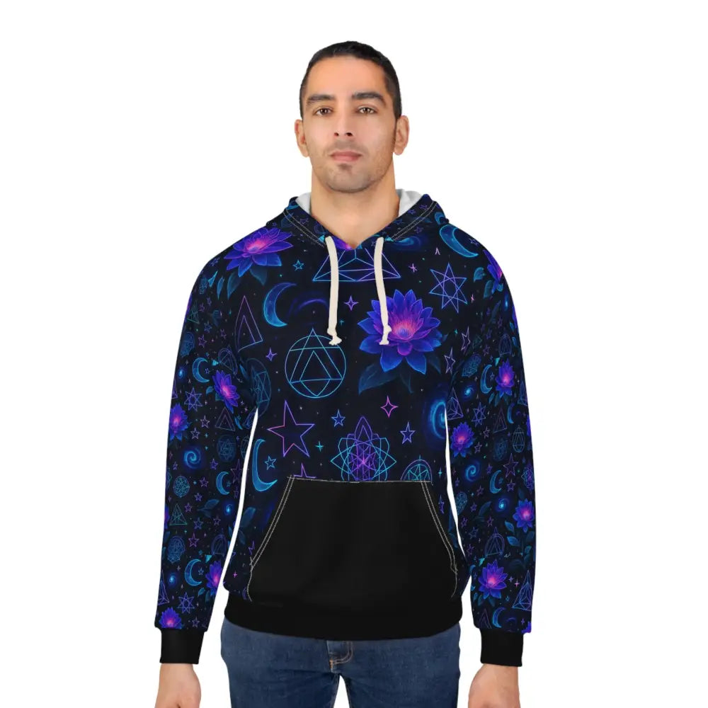 Mystical Floral Hoodie - Dreamy Unisex Pullover for Star Gazers Yoga Lovers and Festival-Goers AOP Design Cozy Gift