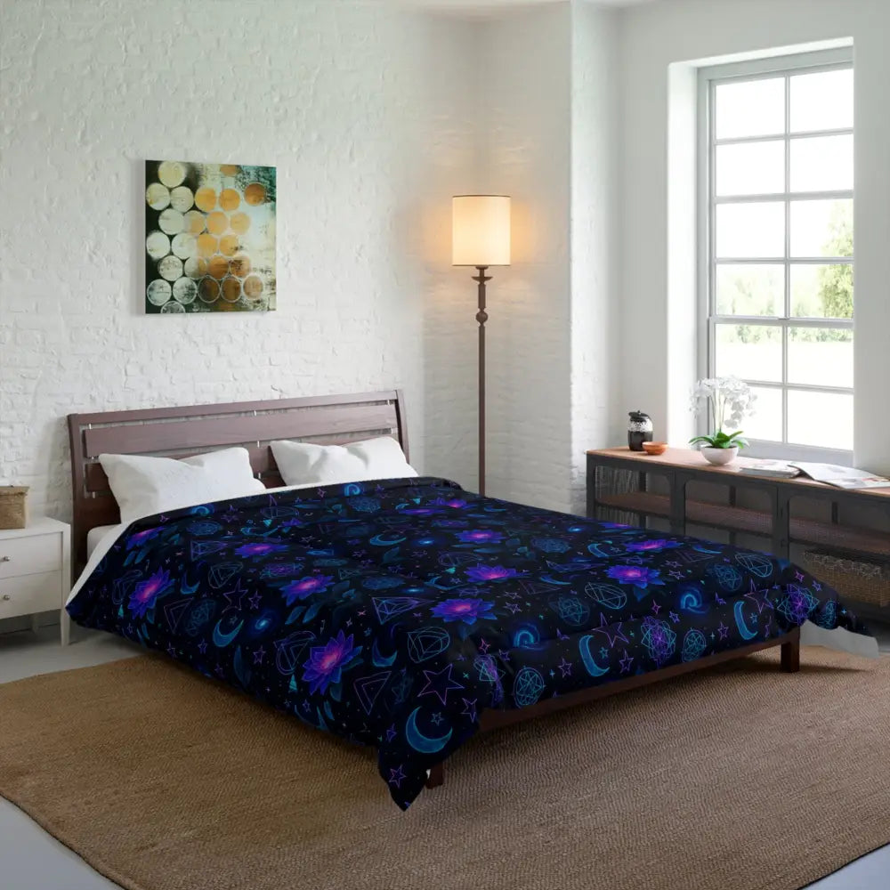 Mystical Galaxy Comforter Bohemian Bedding Set Celestial Dream Quilt Astrological Bed Cover Cosmic Home Decor - 88’’ ×