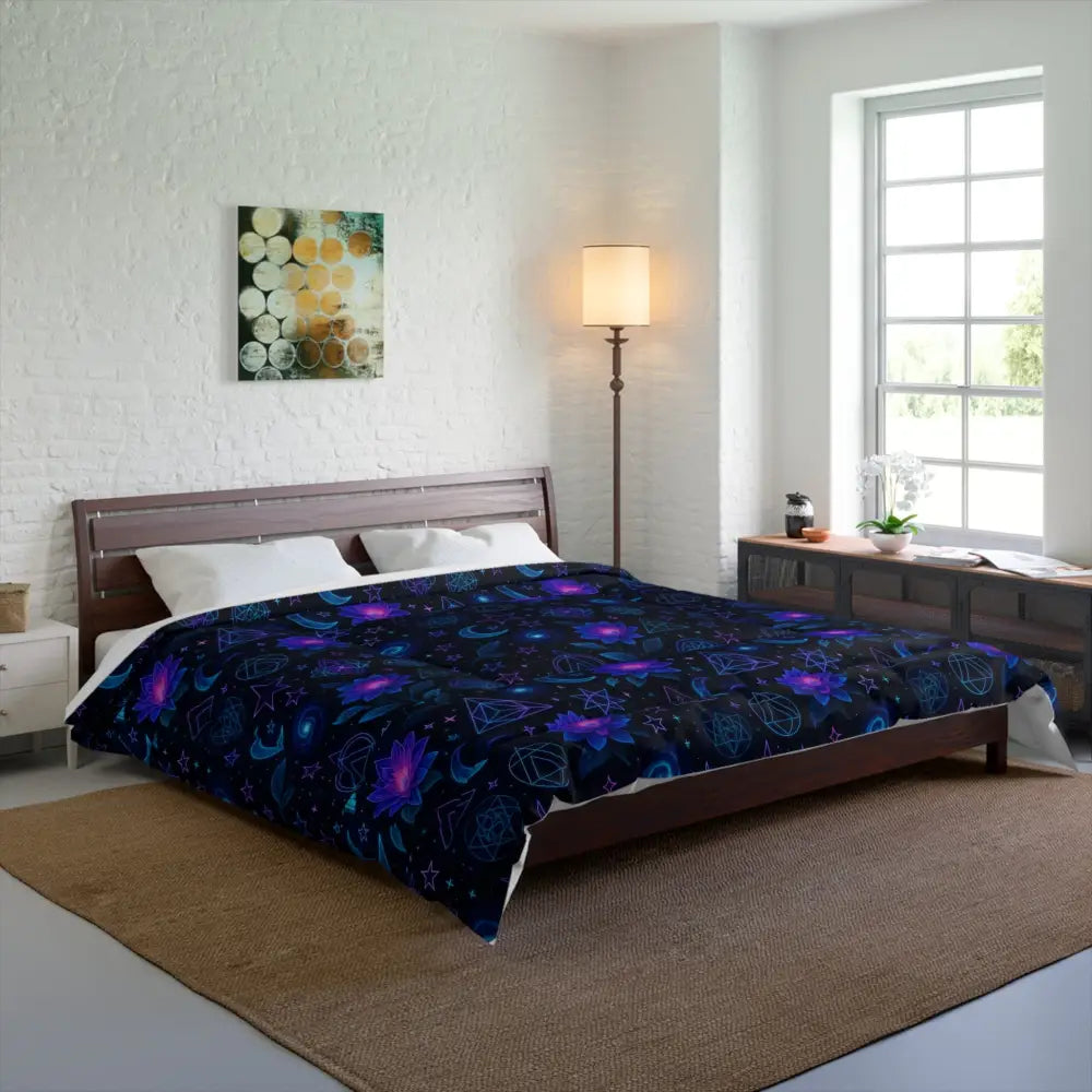 Mystical Galaxy Comforter Bohemian Bedding Set Celestial Dream Quilt Astrological Bed Cover Cosmic Home Decor - 104’’ ×